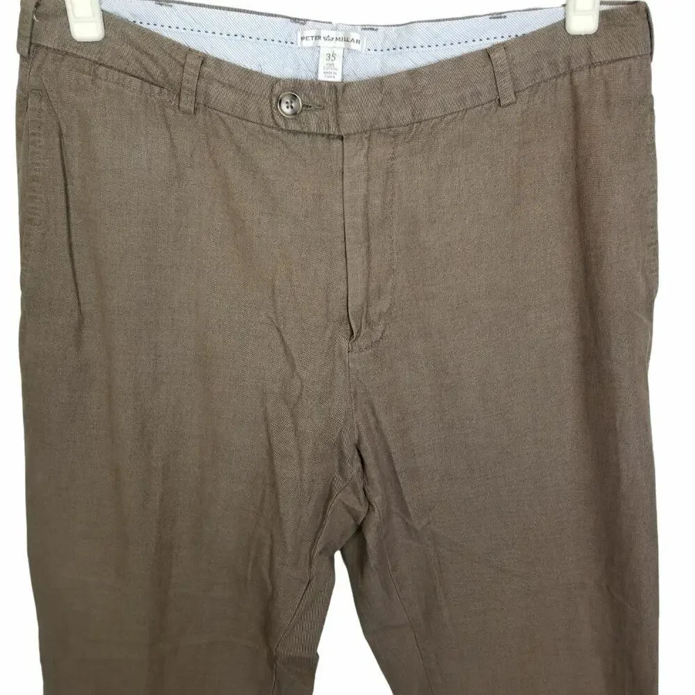 Peter Millar Mens Chinos Khaki Pants Size 35 Straight Leg Preppy Cotton Casual